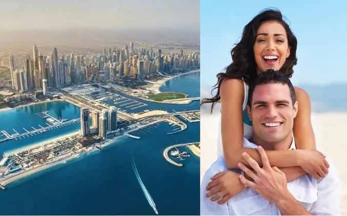 Un couple enthousiasmé par les loisirs à Dubaï