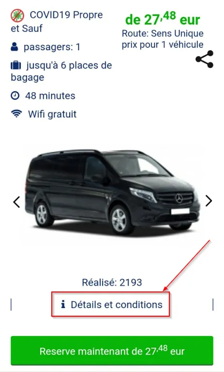 Détails et conditions de la voiture