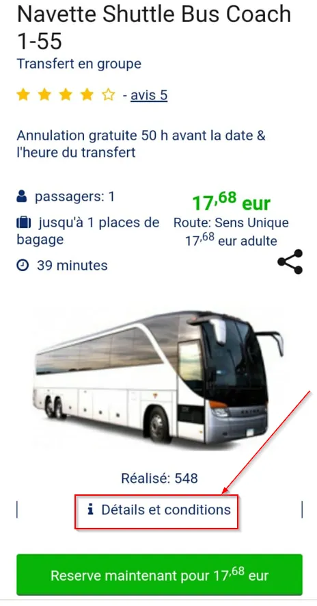 Details and conditions of the shared transfer on Intui site