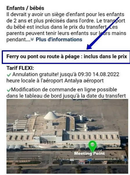 Fragment de commande-informations sur le ferry.