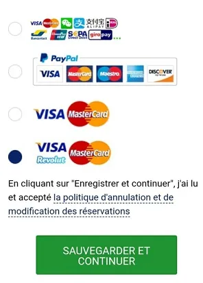 Un fragment de l'écran avec des icônes de systèmes et de méthodes de paiement